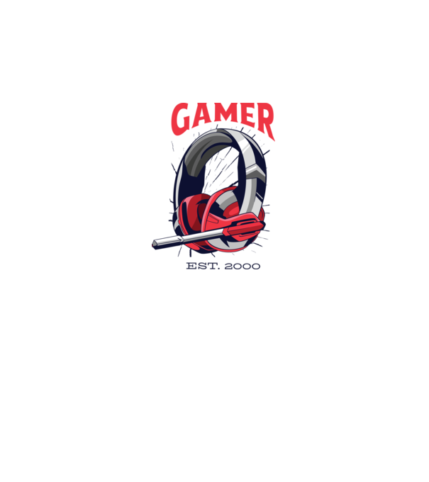 Gamer est. 2000 model alb pe tricou