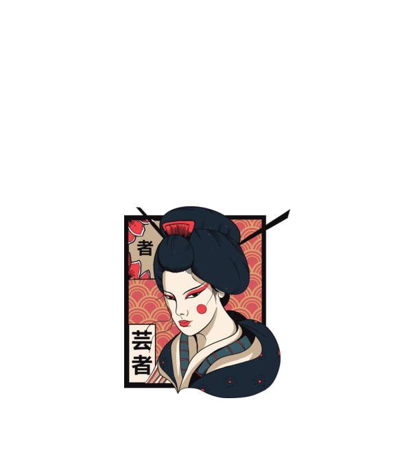 Geisha Japonia model alb pe tricou