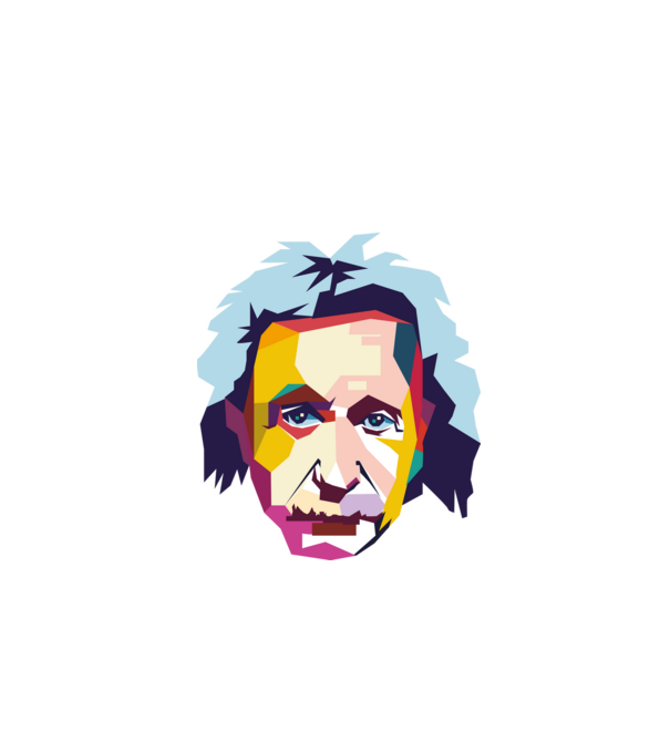 Einstein abstract model alb pe tricou