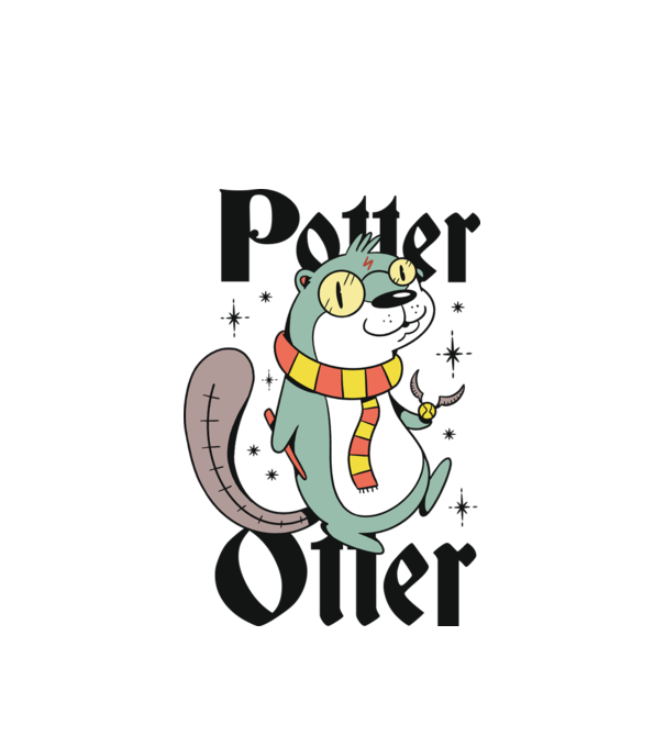 Potter Otter Vidra model alb pe tricou