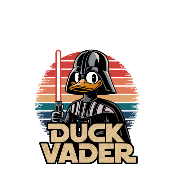Duck Vader model alb pe tricou