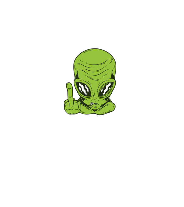 Alien arată degetul model negru pe tricou