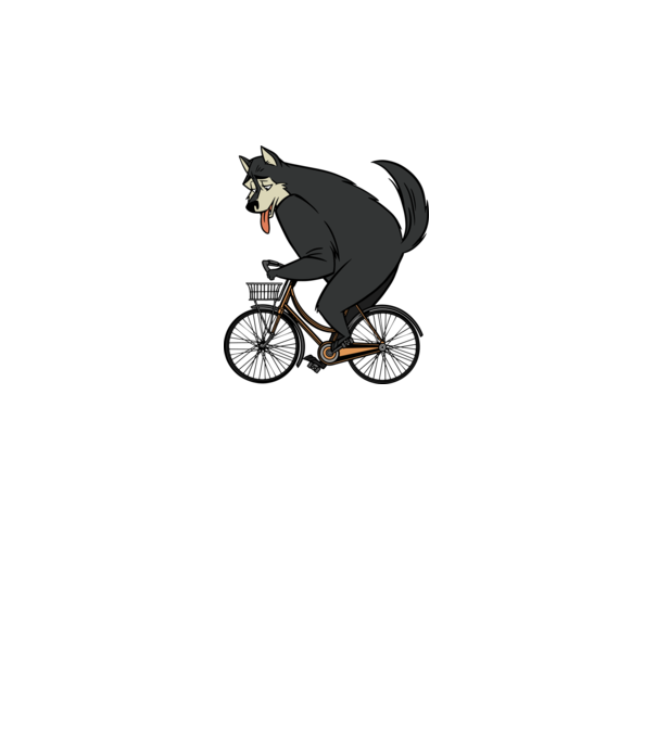 Lup pe bicicletă model alb pe tricou