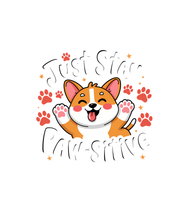 Just Stay Paw-sitive Negru model nisipiu pe tricou