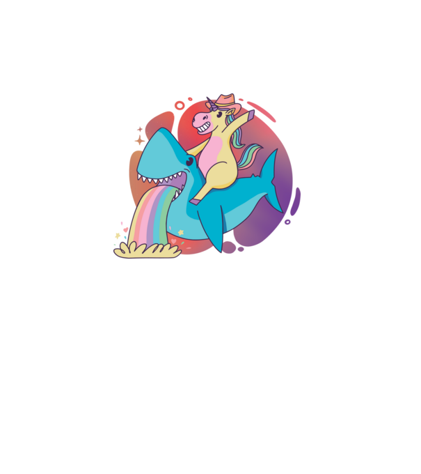 Unicorn pe rechin model turcoaz pe tricou