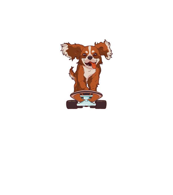 Skateboarding Cavalier King Spaniel model gri închis pe tricou