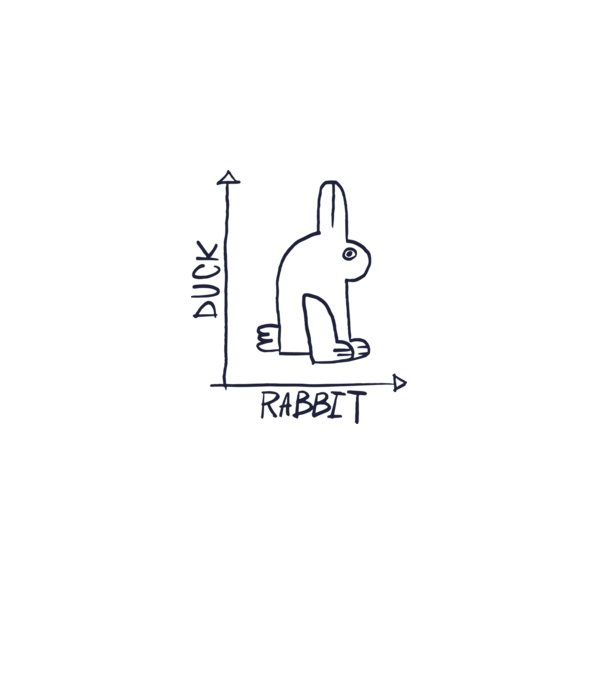 Rabbit vs Duck - Iepure sau Rață model gri pe tricou