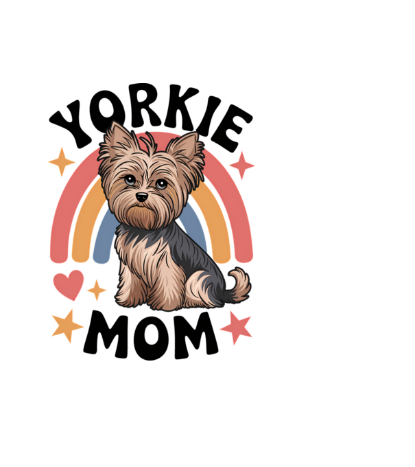Yorkie Mom Alb model albastru deschis pe tricou