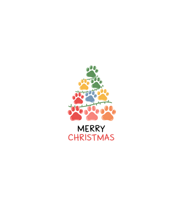 Merry Christmas Paws Alb model nisipiu pe tricou
