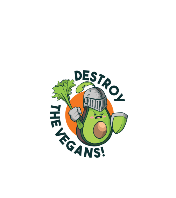 Destroy the Vegans - tricou amuzant războinic Avocado model alb pe tricou