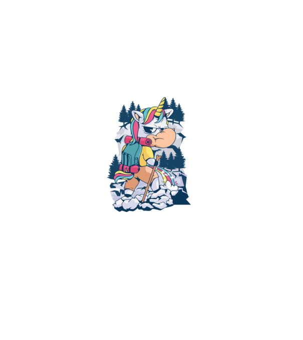 Unicorn excursionist pipi model alb pe tricou