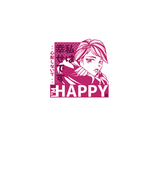 'I''m happy fată Anime antisocială' model albastru închis pe tricou