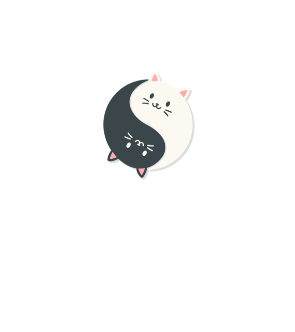 Pisicuțe Yin Yang model alb pe tricou