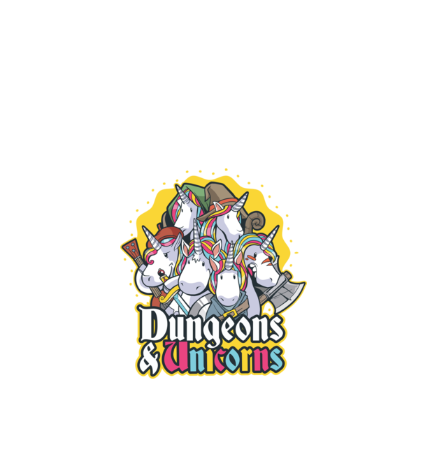 Dungeons and Unicorns model negru pe tricou
