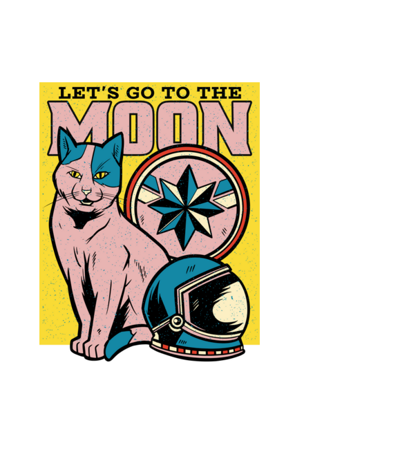 To the moon Pisică model negru pe tricou