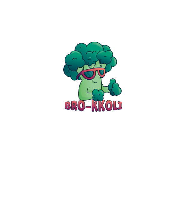 Broccoli model alb pe tricou