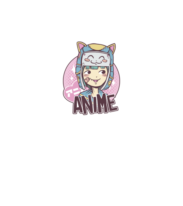 Fată drăguță Anime model albastru închis pe tricou