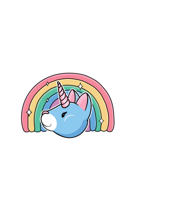 Pisică Unicorn model albastru închis pe tricou