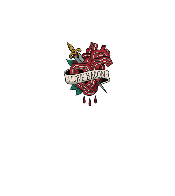 Love Bacon Tatuaj model alb pe tricou