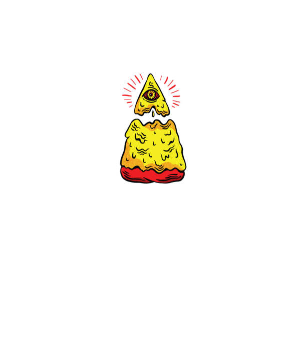 Illuminati Pizza model negru pe tricou