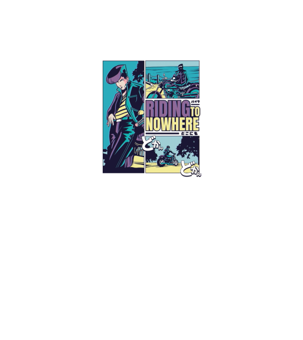 Anime Vaporwave Riding Nowhere model gri pe tricou