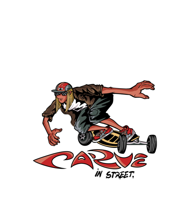 Carveboard Longboard model alb pe tricou