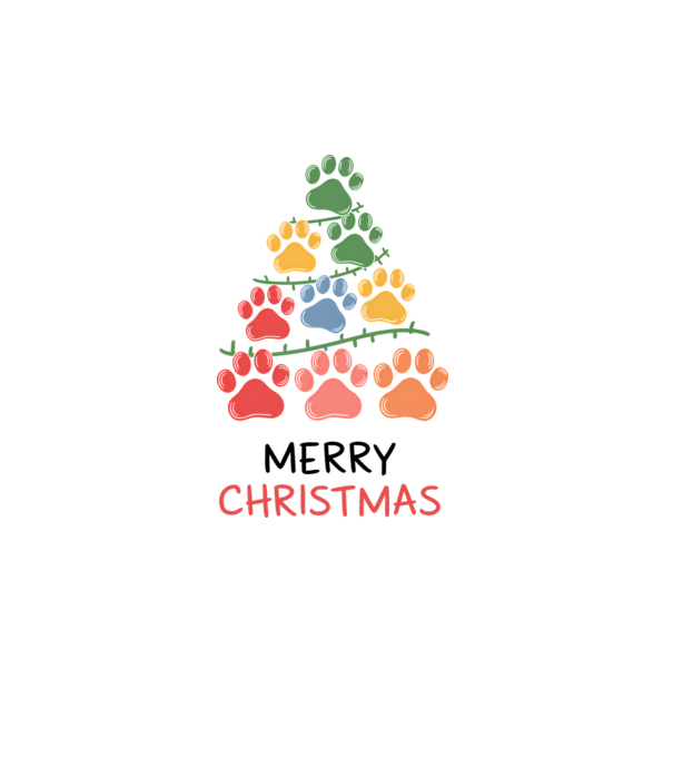 Merry Christmas Paws Alb model alb pe tricou