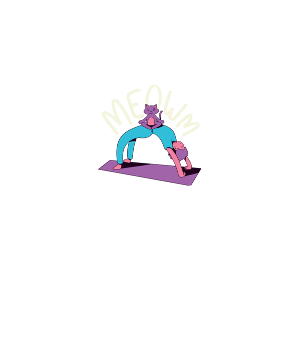 Meowm - Pisică Yoga model albastru închis pe tricou