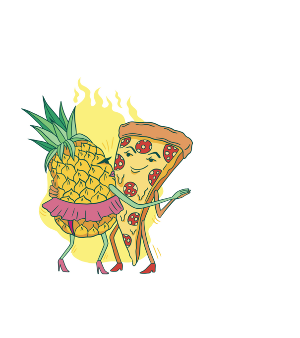 Pizza cu ananas Dragoste model negru pe tricou