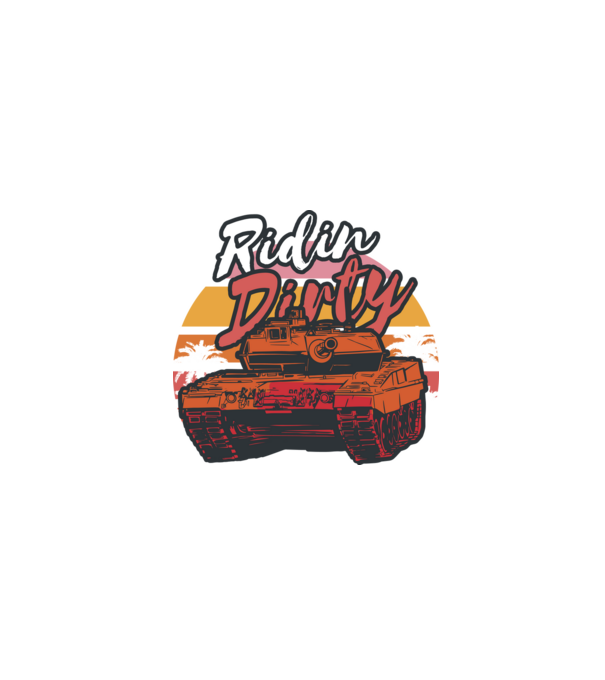 Ridin Dirty tricou cu tanc model negru pe tricou