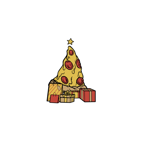 Pizza pom de Crăciun model albastru închis pe tricou