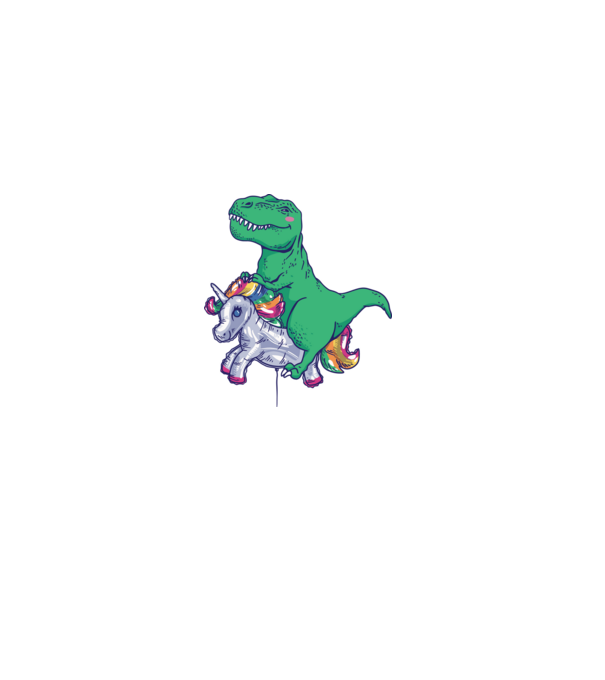 T-rex pe Unicorn balon model alb pe tricou