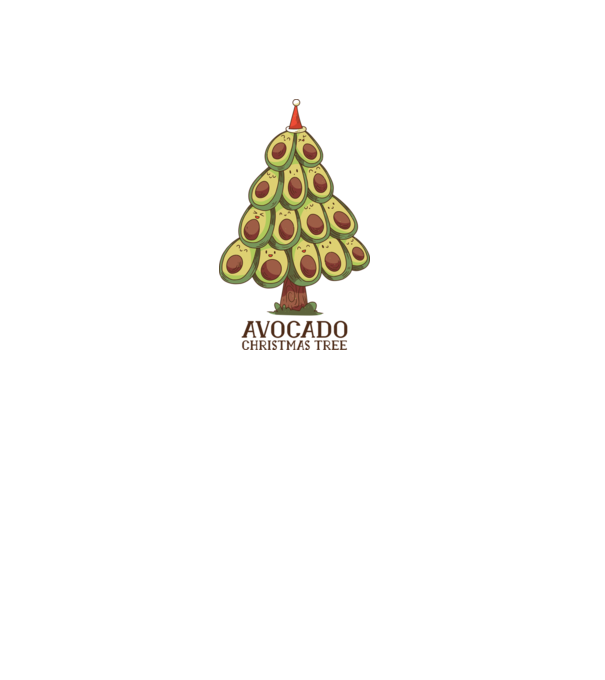 Pom de Crăciun Avocado model alb pe tricou