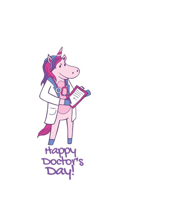 Medic Unicorn model alb pe tricou