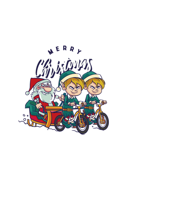 Merry Christmas Moș Crăciun cu sanie cu bicicletă model negru pe tricou