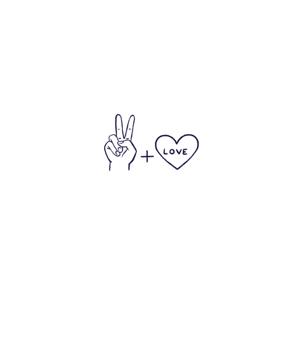 Peace + Love model alb pe tricou
