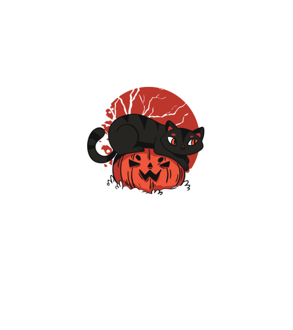 Pisică pe dovleac Halloween model negru pe tricou