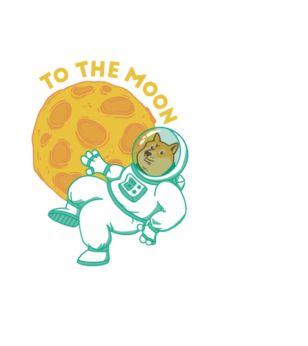 Dogecoin to the moon model negru pe tricou