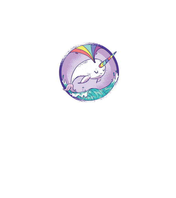 Unicorn drăguț Balenă - Narval model alb pe tricou