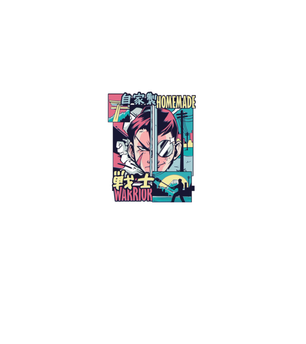 Anime Vaporwave Home Made Warrior model negru pe tricou