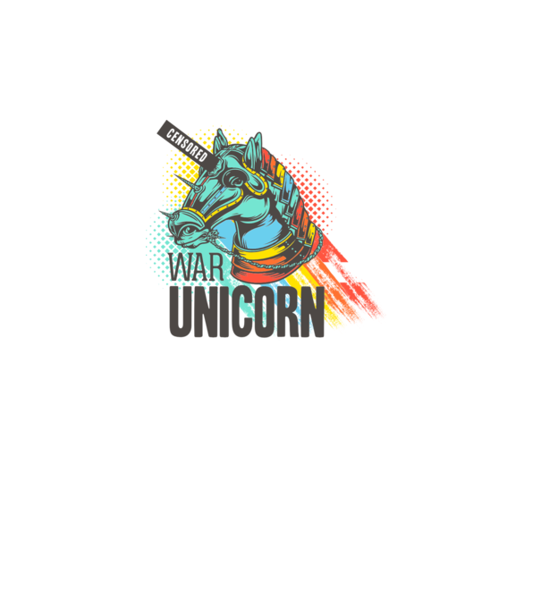 War Unicorn model alb pe tricou