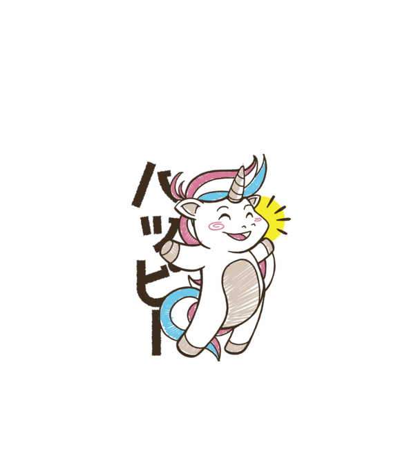 Kawaii unicorn model alb pe tricou