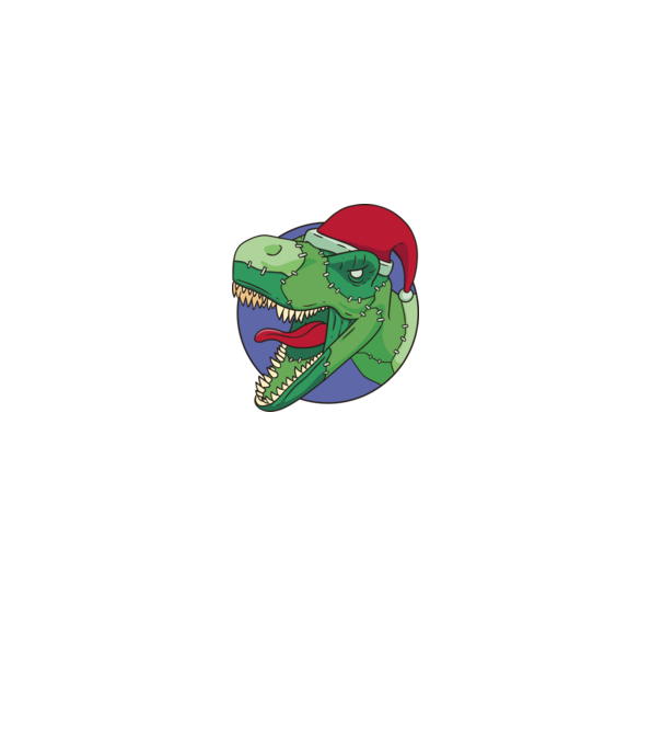T-rex Santa model gri pe tricou