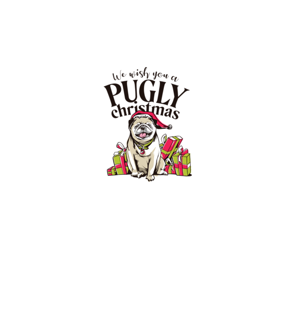 We wish You a Pugly Christmas tricou cu mops model gri pe tricou