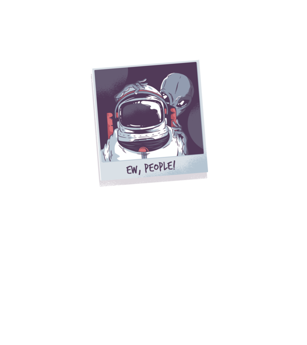 Ew, Oameni - Astronaut cu extraterestru model negru pe tricou