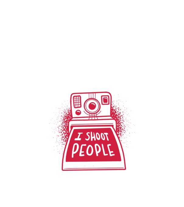 I shoot people - Fotograf model alb pe tricou