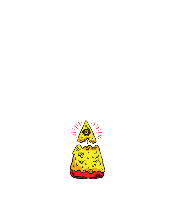 Illuminati Pizza model alb pe tricou