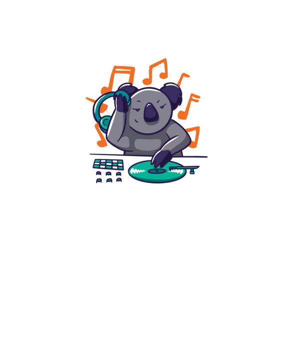 Koala DJ model alb pe tricou