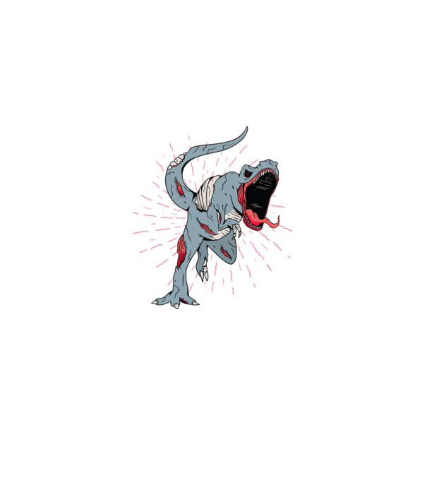 T-rex Zombie model alb pe tricou