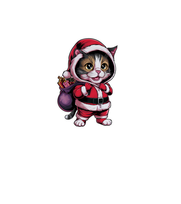 Santa Cat model negru pe tricou